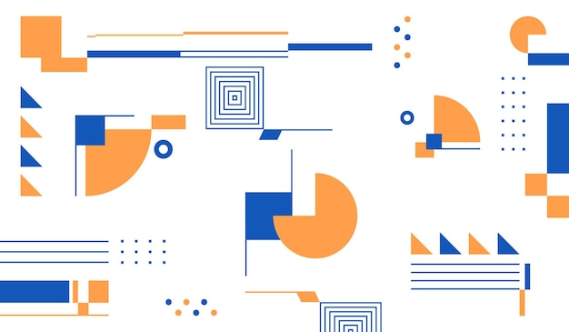 Azul y naranja varias formas y líneas de fondo geométrico abstracto ilustración vectorial