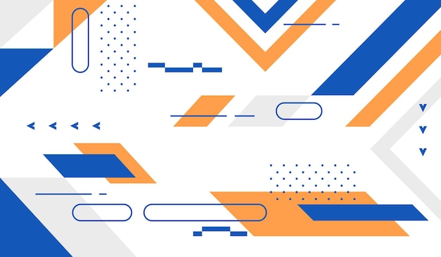 Azul y naranja varias formas y líneas de fondo geométrico abstracto ilustración vectorial