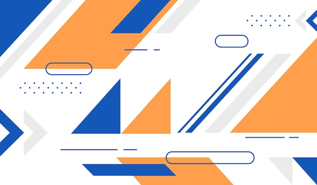 Azul y naranja varias formas y líneas de fondo geométrico abstracto ilustración vectorial