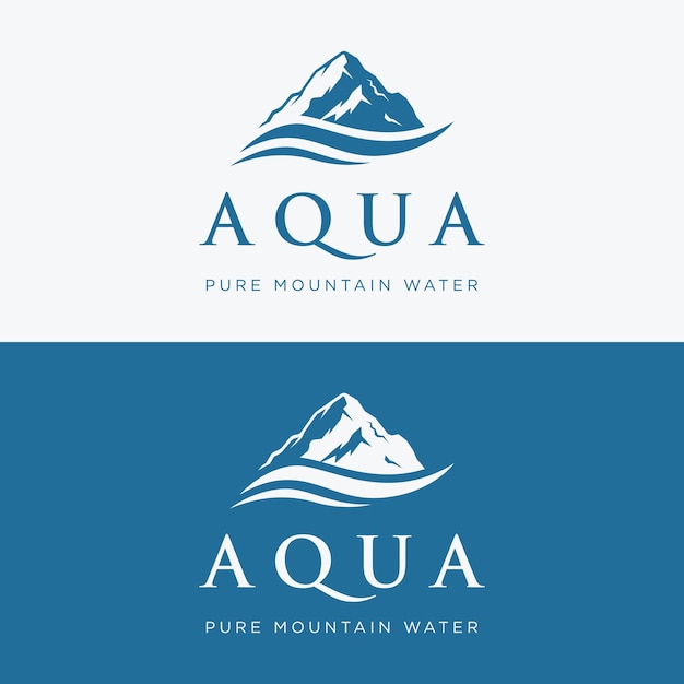 Azul natural aqua azul plantilla abstracta logotipo montañasLogo para minerales comerciales mar