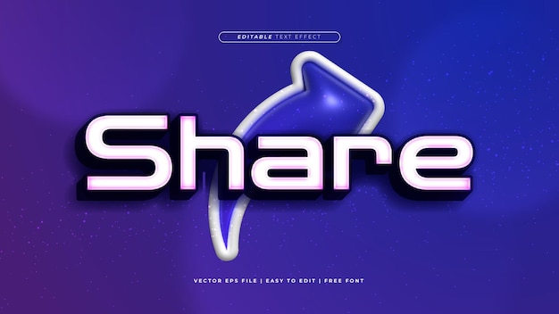 Azul, púrpura, violeta y blanco comparten un estilo de fuente de efecto de texto editable en 3D