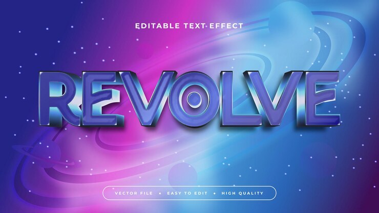 Vector azul y púrpura violeta giran estilo de fuente de efecto de texto editable en 3d