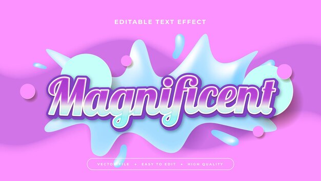 Azul y púrpura violeta magnífico estilo de fuente de efecto de texto editable en 3D