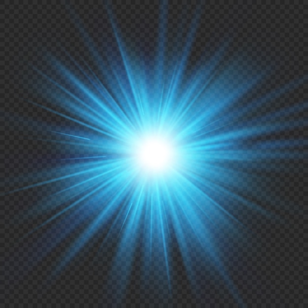 Azul resplandor estrella estalló llamarada explosión efecto de luz. aislado sobre fondo transparente