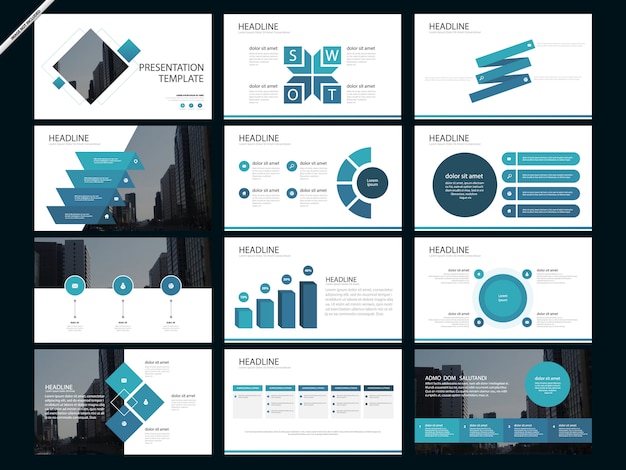 Azul resumen plantillas de presentación infografía