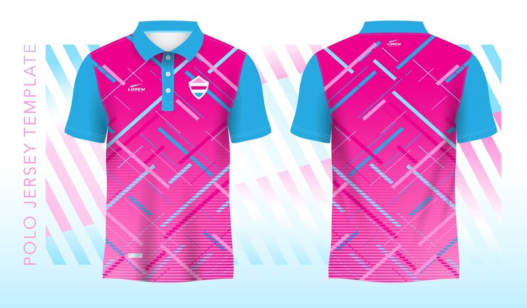 azul rosa fondo abstracto y patrón para la plantilla de diseño deportivo de la camiseta de polo