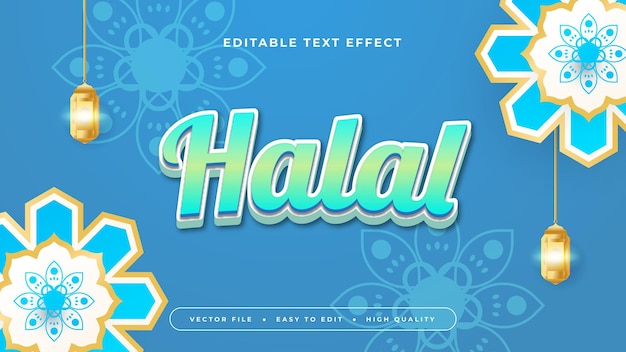 azul verde y blanco halal 3d efecto de texto editable estilo de fuente efecto de estilo de texto de Ramadán