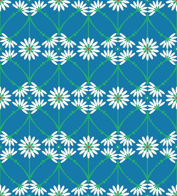 Azulejo abstracto estilo flores decorativas ramas patrón de vectores sin costura colores de moda de moda