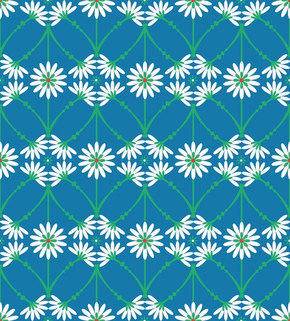 Azulejo abstracto estilo flores decorativas ramas patrón de vectores sin costura colores de moda de moda