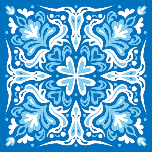 Azulejo azul damasco patrón estilo oriental y portugués decoración para textiles baldosas cerámicas vector