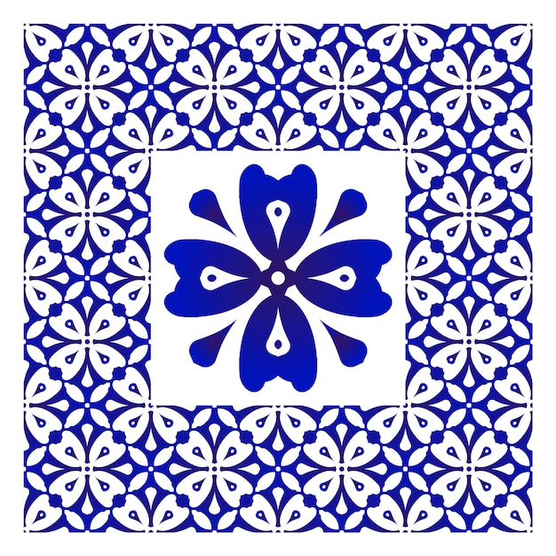 Azulejo decorativo azul y blanco