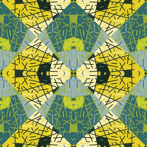 Azulejo étnico geométrico abstracto Dibujado a mano líneas tribales mosaico ornamento vintage