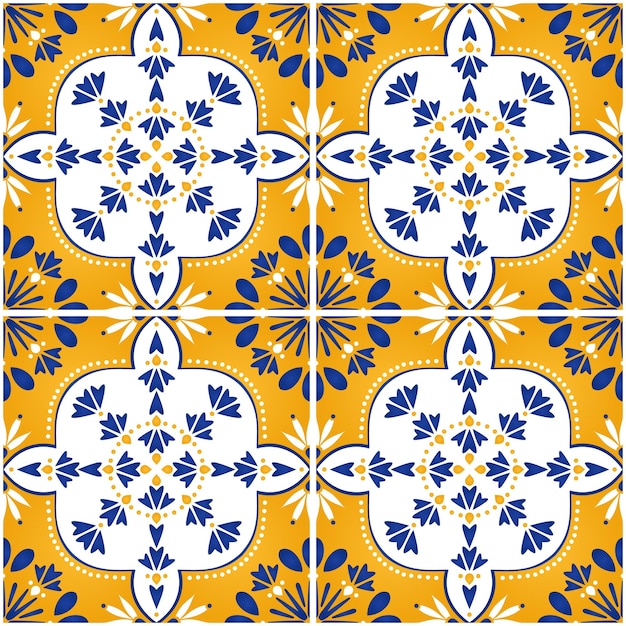 Vector azulejo étnico portugués de patrones sin fisuras