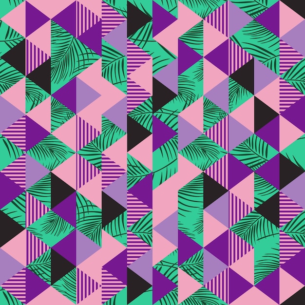 Azulejo del patrón de triángulo con hojas de palma abstracto
