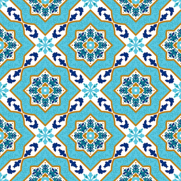 Vector azulejo portugués patrones blancos y azules.