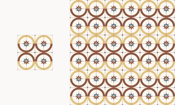 Vector azulejos de cerámica retro forma abstracta en ilustración de estilo de patrón sin costuras geométrico