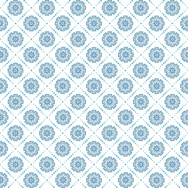 Azulejos de cerámica tradicional azul patrones de vector transparente