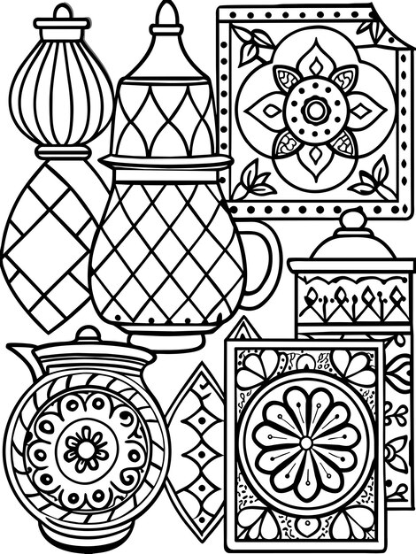 azulejos de cerámica turcos ilustraciones gráficas vectoriales formato de archivo fuente EPS icono de escala sin pérdidas desi
