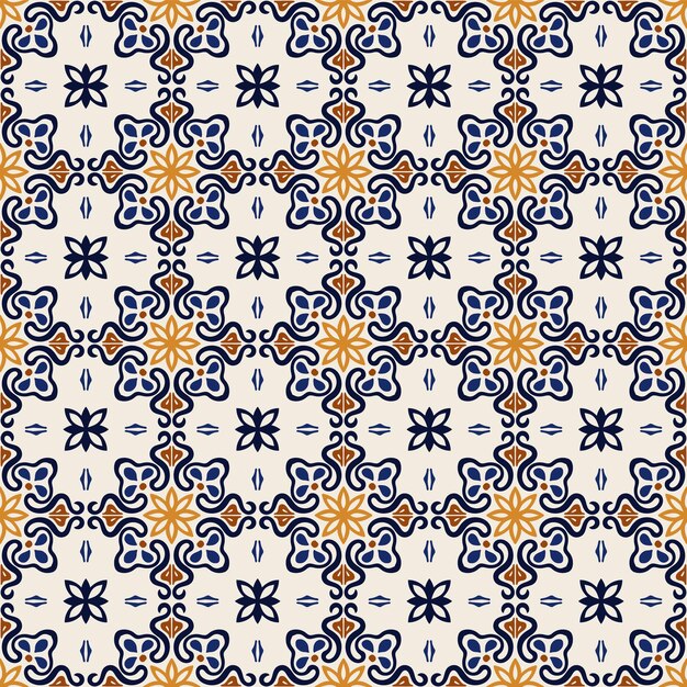 Azulejos de colores decorativos portugueses ornamentados tradicionales azulejos Resumen Antecedentes Vector dibujar a mano