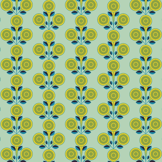 azulejos florales antiguos patrón sin costuras verde amarillo y azul