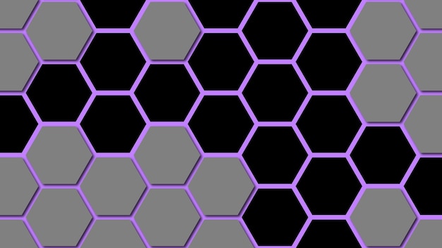 Los azulejos hexagonales tienen un patrón geométrico gris negro y púrpura
