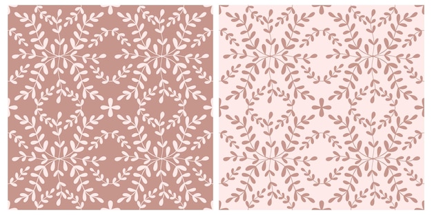 Azulejos portugal conjunto de patrones sin fisuras de la flor. Fondo geométrico de color rosa polvoriento. Adorno de repetición de azulejo tradicional. Patrón monocromático de vector Impresión vintage abstracta para tela, embalaje.