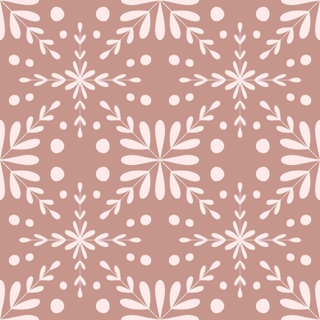 Azulejos de portugal flor de patrones sin fisuras. Fondo geométrico de color rosa polvoriento. Adorno de repetición de azulejo tradicional. Patrón monocromático de vector Impresión vintage abstracta para tela, embalaje Papel de libro de recuerdos