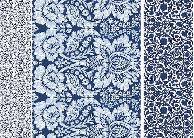 Azulejos portugueses de diseño textil digital. Hermoso patrón sin costuras