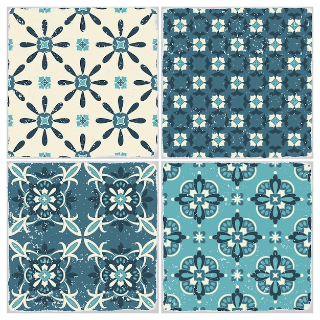Azulejos portugueses ornamentados tradicionales Azulejos Patrón vintage para diseño textil Mosaico geométrico