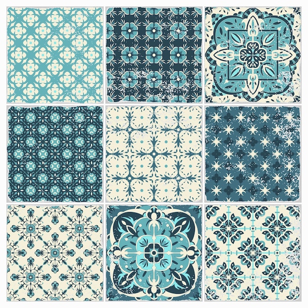 Azulejos portugueses ornamentados tradicionales azulejos Patrón vintage para diseño textil Suelo de baldosas