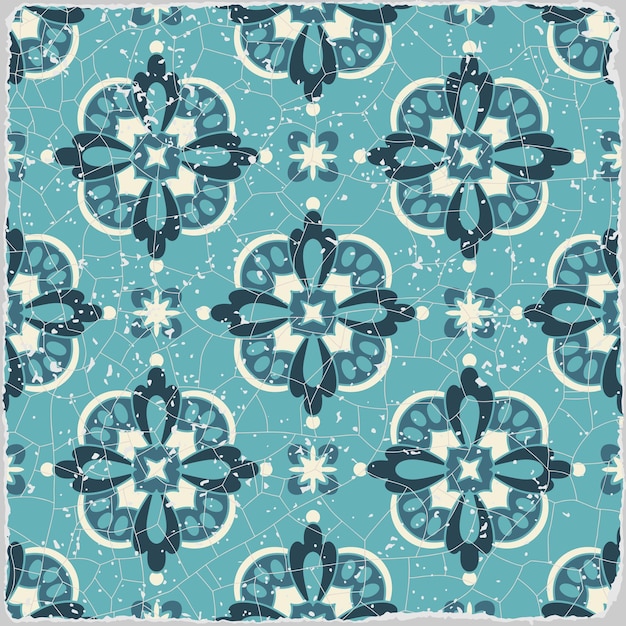 Vector azulejos tradicionales portugueses ornamentados. patrón vintage para diseño textil. mosaico geométrico