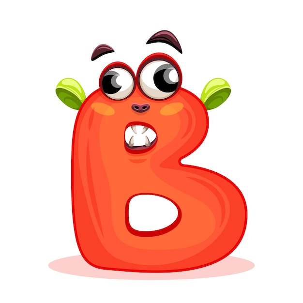 B Cute Monster Alfabeto inglés con monstruos divertidos Conjunto de Monster divertido corte aphabet con letra inglesa Niños de dibujos animados coloridos Desarrollo educativo de los niños Ilustración colorida detallada