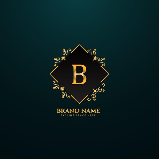 b diseño creativo del logotipo de la letra con color dorado