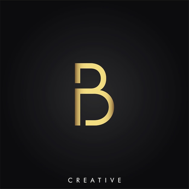 B Diseño de logotipo posterior dorado Logotipo posterior mínimo Logotipo vector de color dorado Ilustración de logotipo Logotipo creativo
