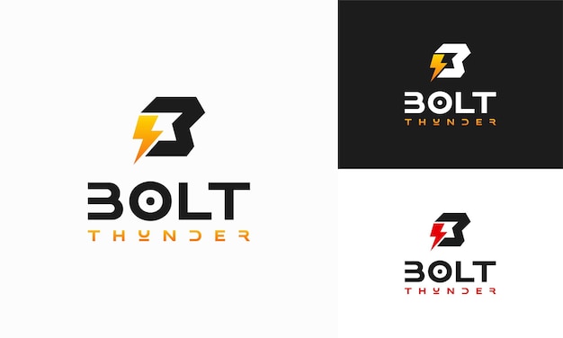 B inicial bolt thunder logo diseños concepto vector electricidad tecnología diseños plantilla