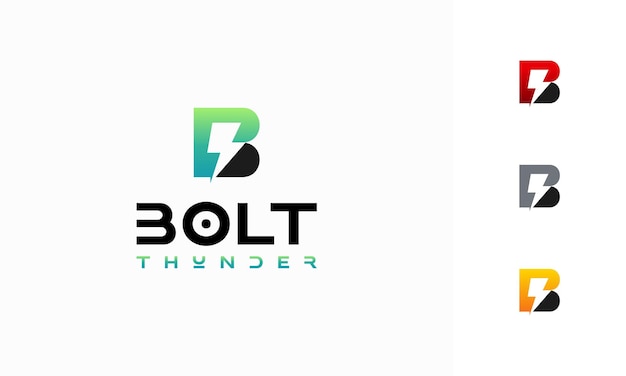 B inicial bolt thunder logo diseños concepto vector electricidad tecnología diseños plantilla