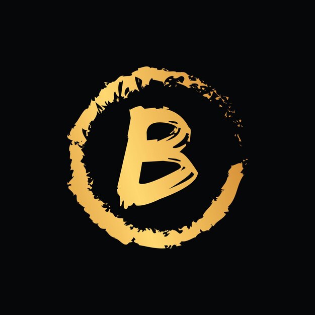B letra en forma de círculo de lujo color oro monograma diseño vectorial eps.