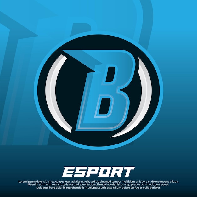 Vector b letra inicial monograma esport y gamer team logo ilustración diseño mascota esport logo design