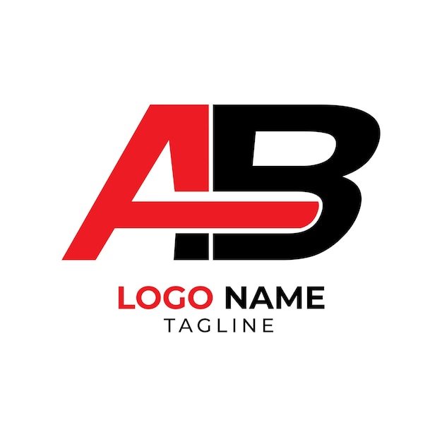 A B Logo AB diseño de logotipo de letra moderna con color rojo negro