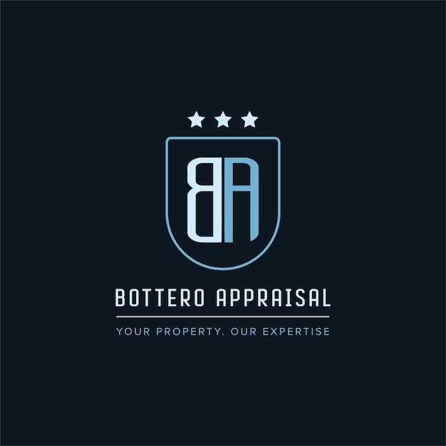 B Logotipo BA Letra Vector de diseño moderno con color de gradiente azul y plateado