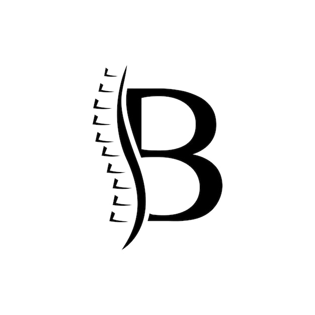 B logotipo quiropráctico vector de atención médica de la columna vertebral símbolo o icono médico