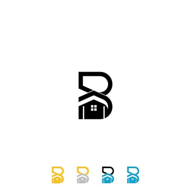 B plantilla de diseño del logotipo de la casa de letras