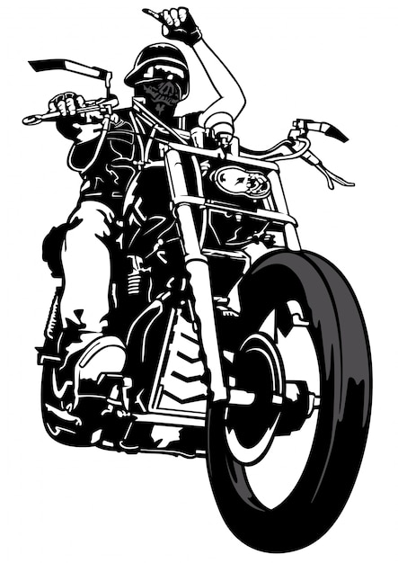 Vector b & w motociclista de pandilla