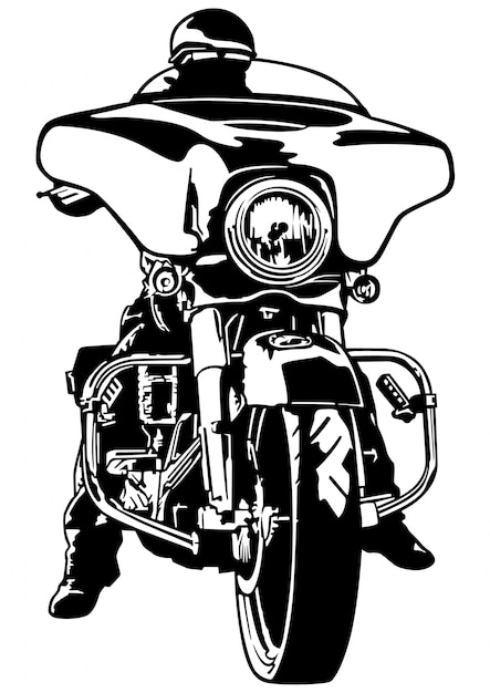 b & w motociclista vista frontal