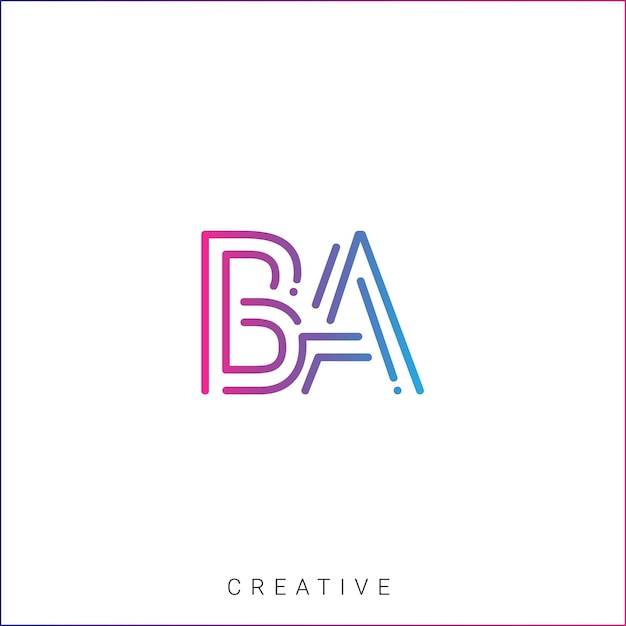 BA Logotipo posterior plantilla vectorial monograma colorido símbolo fuente logotipo diseño moderno basado en inicial LOGO