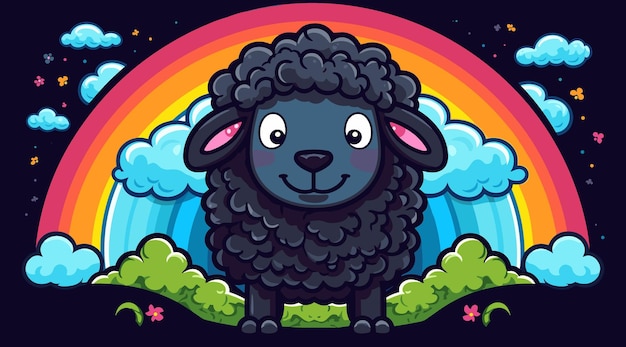 baa baa oveja negra con un arco iris en el fondo