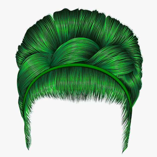 Vector babette de pelos con coleta de colores verdes. moda mujer fashio