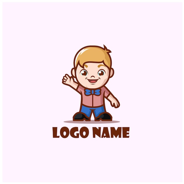 Baby Boy logo vector carácter logo mascota logo niño logo niño personaje