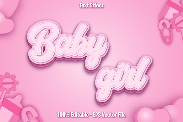 Baby girl editable text effect 3d relieve estilo diseño