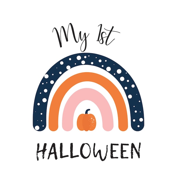 Baby halloween design mi primer letrero de halloween con linda ilustración de arco iris